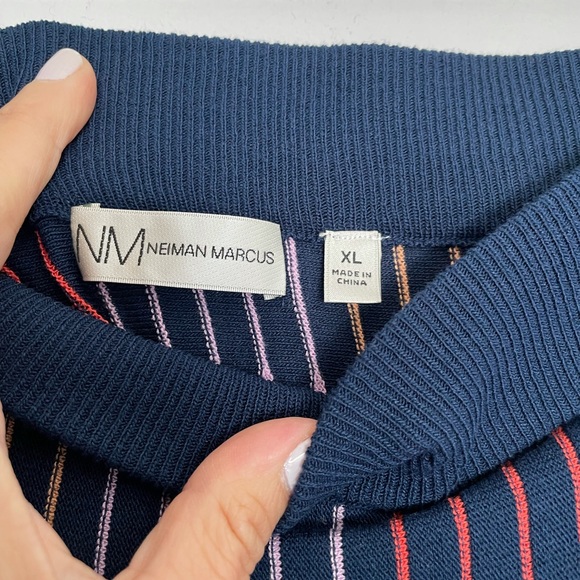 Neiman Marcus Women’s Blue Elastic Stripe Pleated Midi skirt size: XL - Picture 6 of 8
